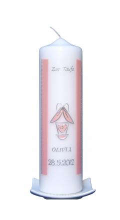 Taufkerze Wiege rosa