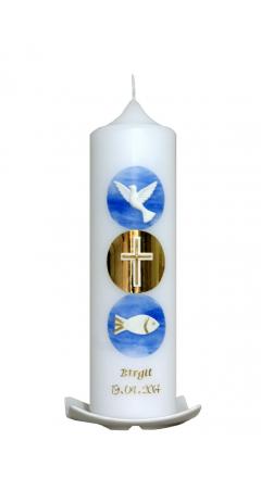 Taufkerze Kreise himmelblau