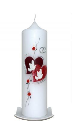 Hochzeitskerze Herzen(Weinrot)
