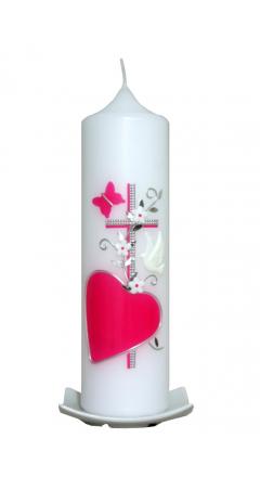Taufkerze Laura fuchsia 25x7cm