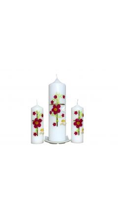 Taufkerze Set Blume (Violett)(1+2)
