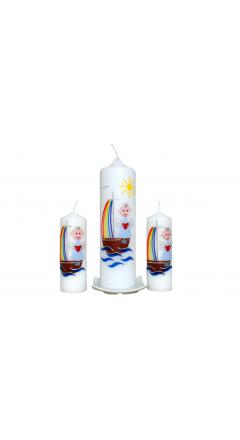 Taufkerze Set Engelchen & Boot (blau)(1+2)