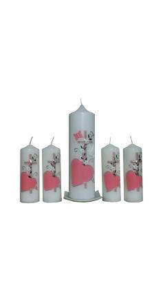 Taufkerze Set Laura (rosa)(1+4)