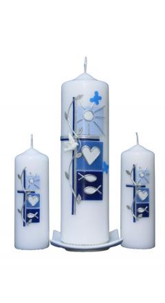 Taufkerze Set Sommer (blau) (1+2)