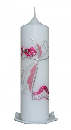 Taufkerze Dar fuchsia 25x7cm