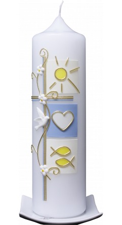 Taufkerze Frhling Hellblau