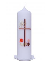 Christening candle Fish (red) with Carton