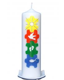 Taufkerze Puzzle kunterbunt