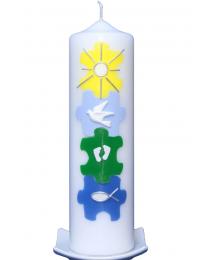 Taufkerze Puzzle bunt