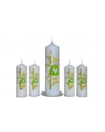 Taufkerze Set Frhling Maigrn (1+4)